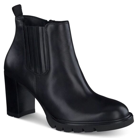 NWOB Paul Green Sahara Block Heel Chelsea Boots in Black Leather Sz UK 7/US 9.5 - Picture 1 of 13